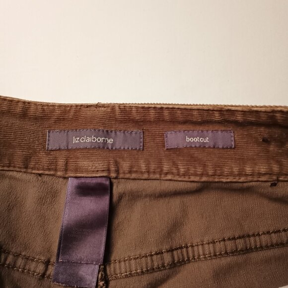 Liz Claiborne Corduroy Jeans Size 10 Mid Rise Boot Cut Brown Color - Picture 5 of 9